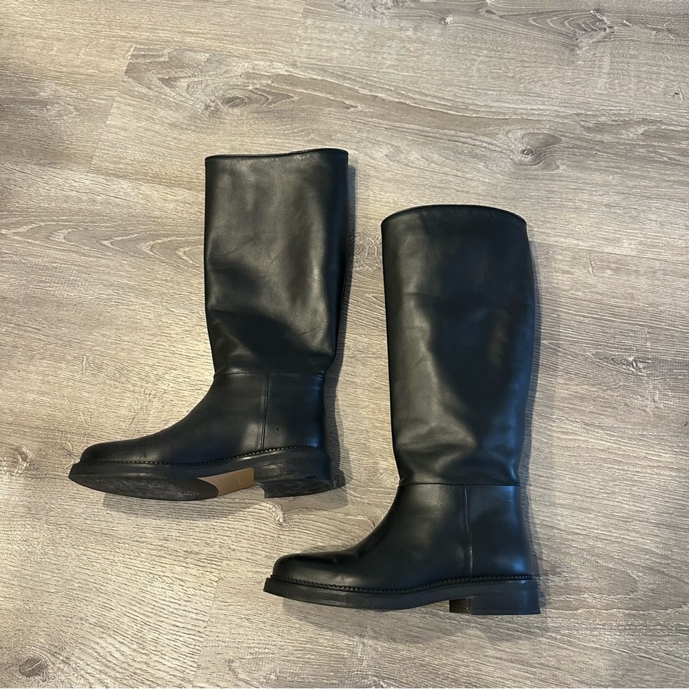 & other stories size 38 Black leather knee high boots #leather #kneehighboots